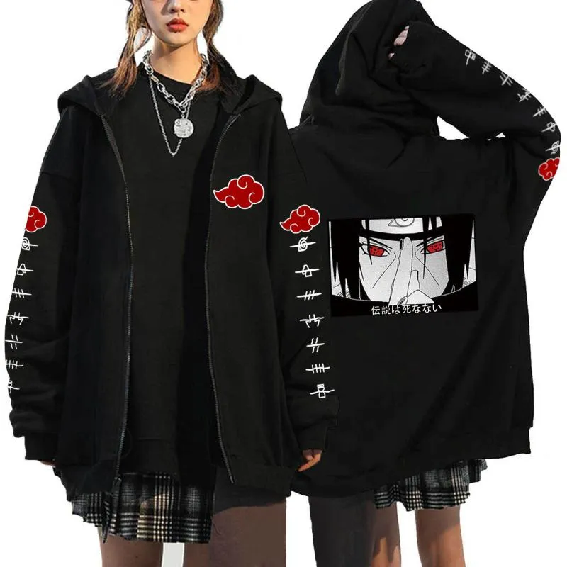 Heren Hoodies Sweatshirts Japanse Anime Akatsuki Mannen Vrouwen Cartoon Print Grafische Rits Hoodie Harajuku Oversized Kleding Zip Sweatshirt