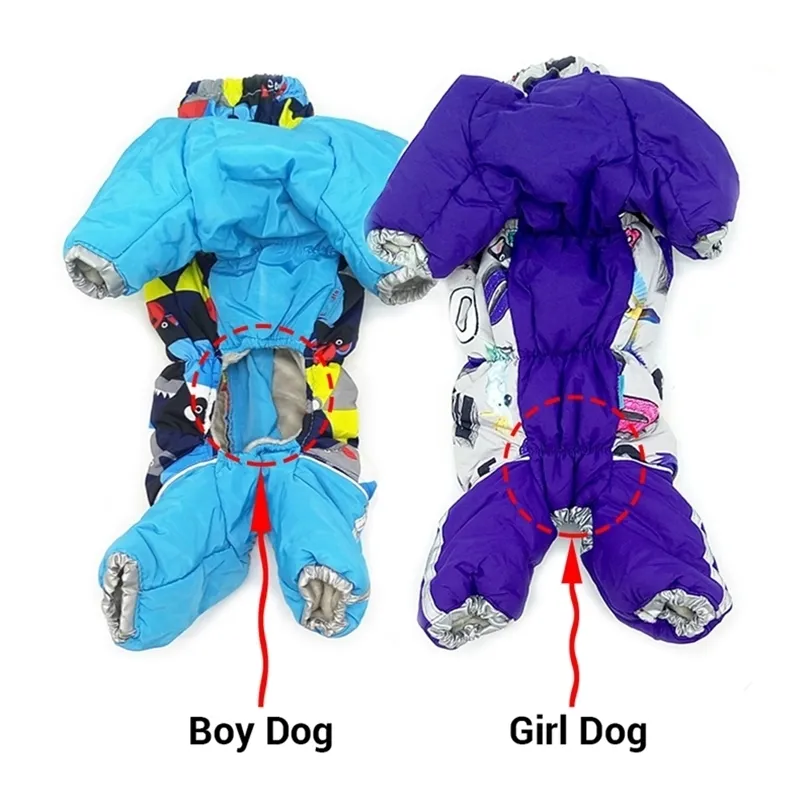 Köpek Giysileri Kış Su Geçirmez Küçük Köpek Tulum Yansıtıcı Pet Tulum Rus Tarzı Erkek / Kadın Köpek Ceket Snowsuit Kalın Sıcak 201030