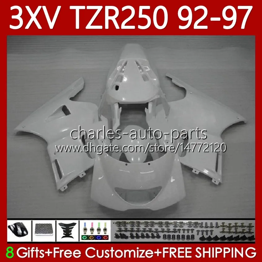 Fairings for Yamaha TZR 250 TZR250 R RR TZR-250 Glans Vit TZR250R 92 93 94 95 96 97 Kropp 117NO.55 YPVs 3XV TZR250-R 1992 1993 1994 1995 1996 TZR250RR 92-97 Bodywork