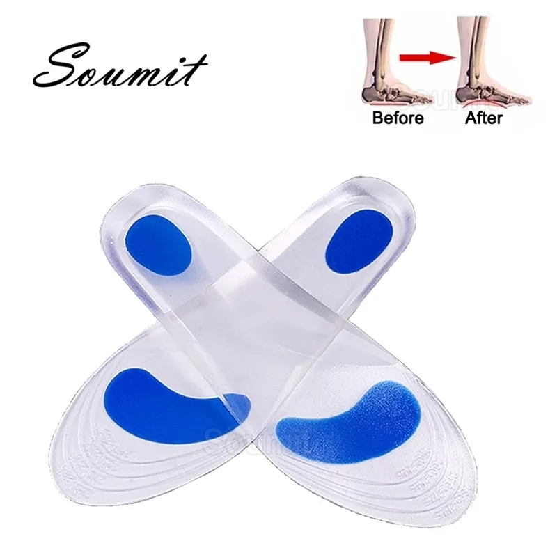 Palmilha ortopédica de gel de silicone para homem mulheres pés planos arco suporte sapatos ortopédicos almofada massageando absorção de choque inserção almofada 210402