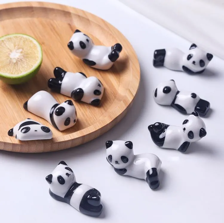 Ceramic Panda Chopsticks Stand Holder Porcelain Spoon Fork Knife Rest Rack Restaurant Table Desk Decor SN4946