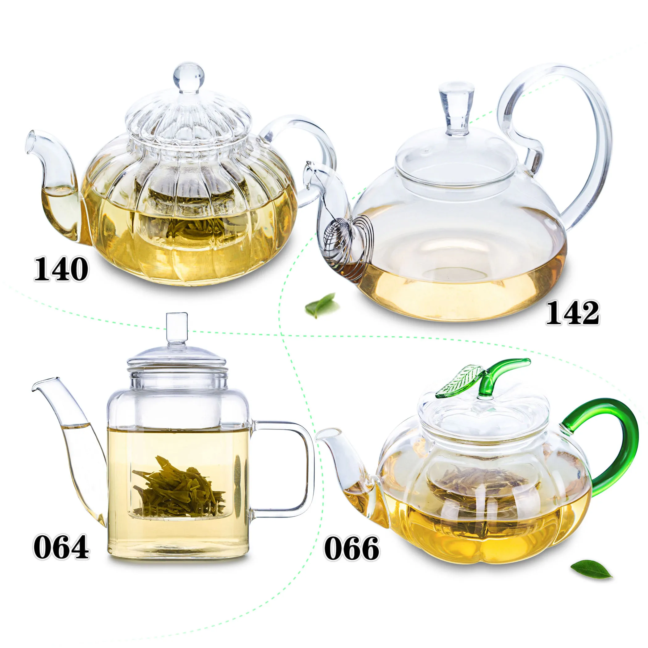1 peça Uma variedade de formas Bule de chá artesanal Resistente ao calor Bule de flor de vidro transparente com tampa Transporte direto