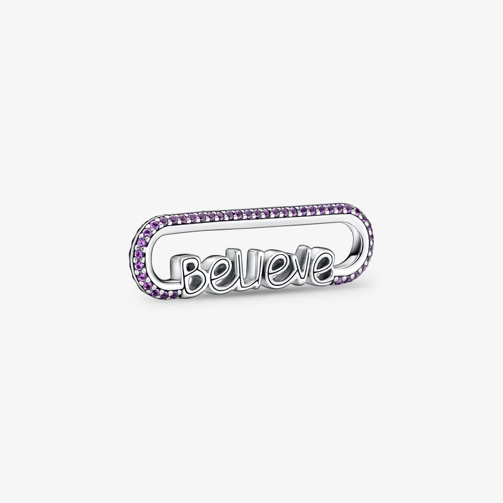 925 Sterling Silver Limited Edition Styling Believe Word Link Charms Fit Original European Charm Bracelet Mode Bijoux Accessoires