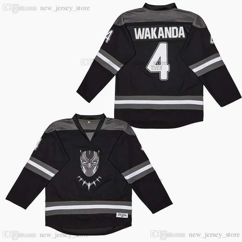 Film bleu Ice Hockey #4 WAKANDA KILLMONGER WAKANDA T'CHALLA Maillots