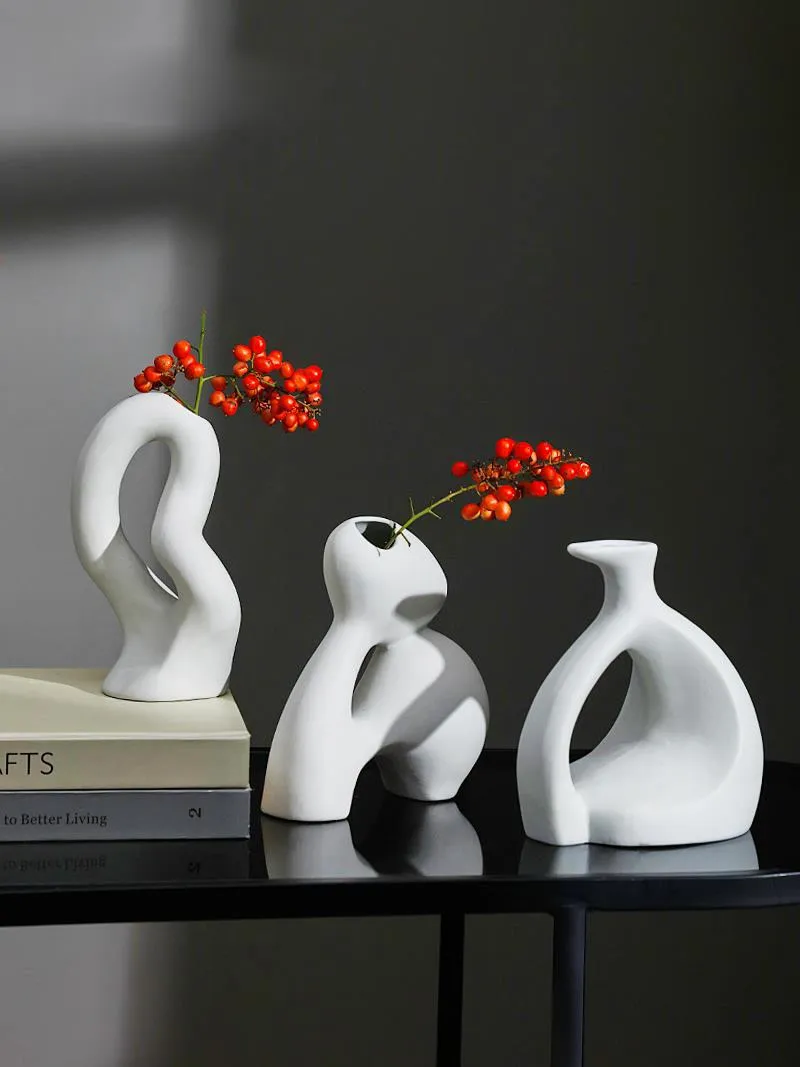 Vase keramik vit nordisk stil modern minimalistisk för heminredning dekoreracion nordica hogar 220317