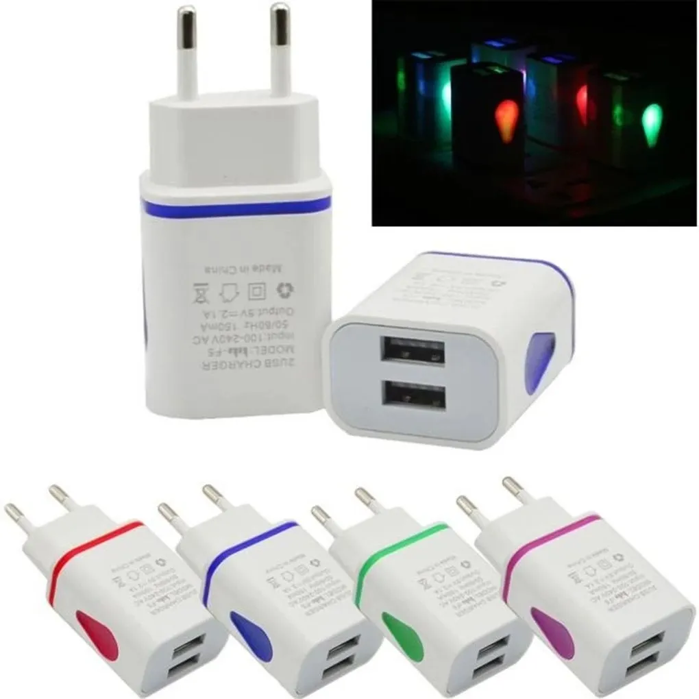 USB Wall Charger for Samsung Xiaomi Dual Port 2A Output Travel Power Adapter Compatible Phone EU/US Plug