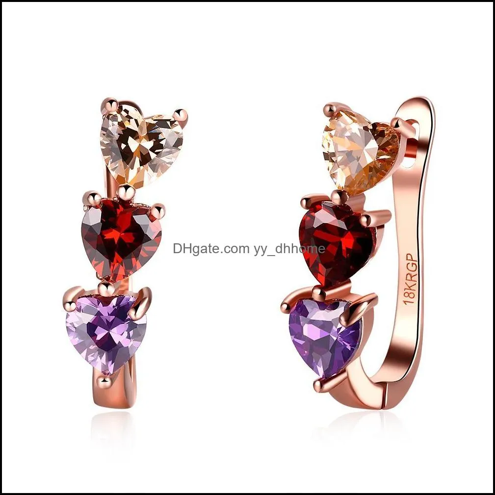 18k rose gold plated heart clip earrings fashion romance jewelry top quality