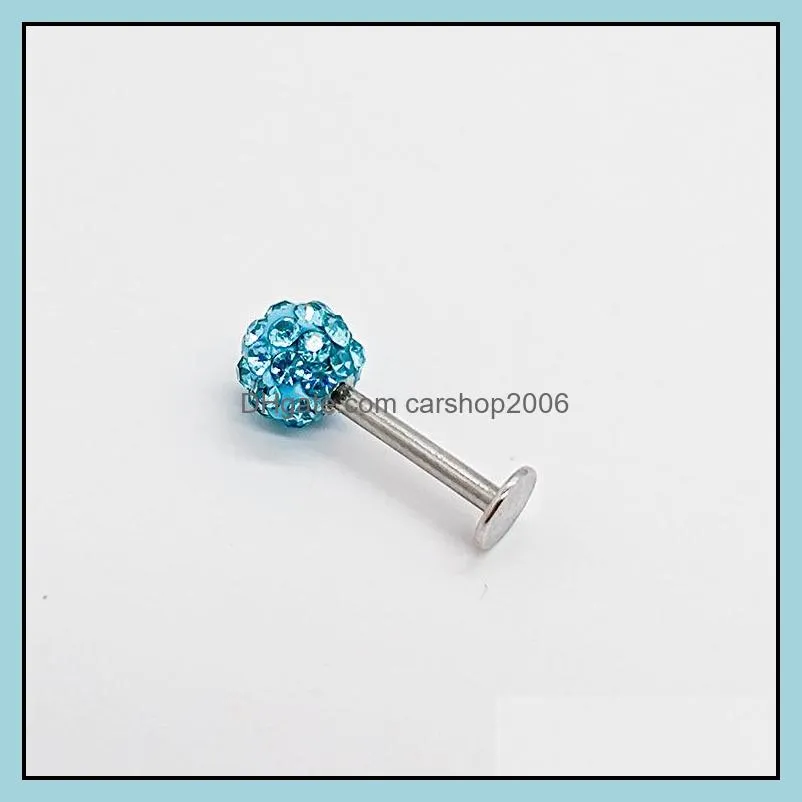 Anti-allergy Surgical Steel Tongue Rings Women Handmade Epoxy Crystal Piercing Barbells 16mm