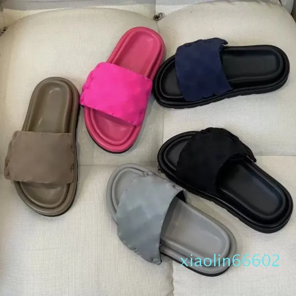 Mode-gladde kalfkin dames sandalen zonsondergang plat comfort muilezels gevoerde voorste riem slippers gemakkelijk te dragen stijl dia's rubber buitenzool s