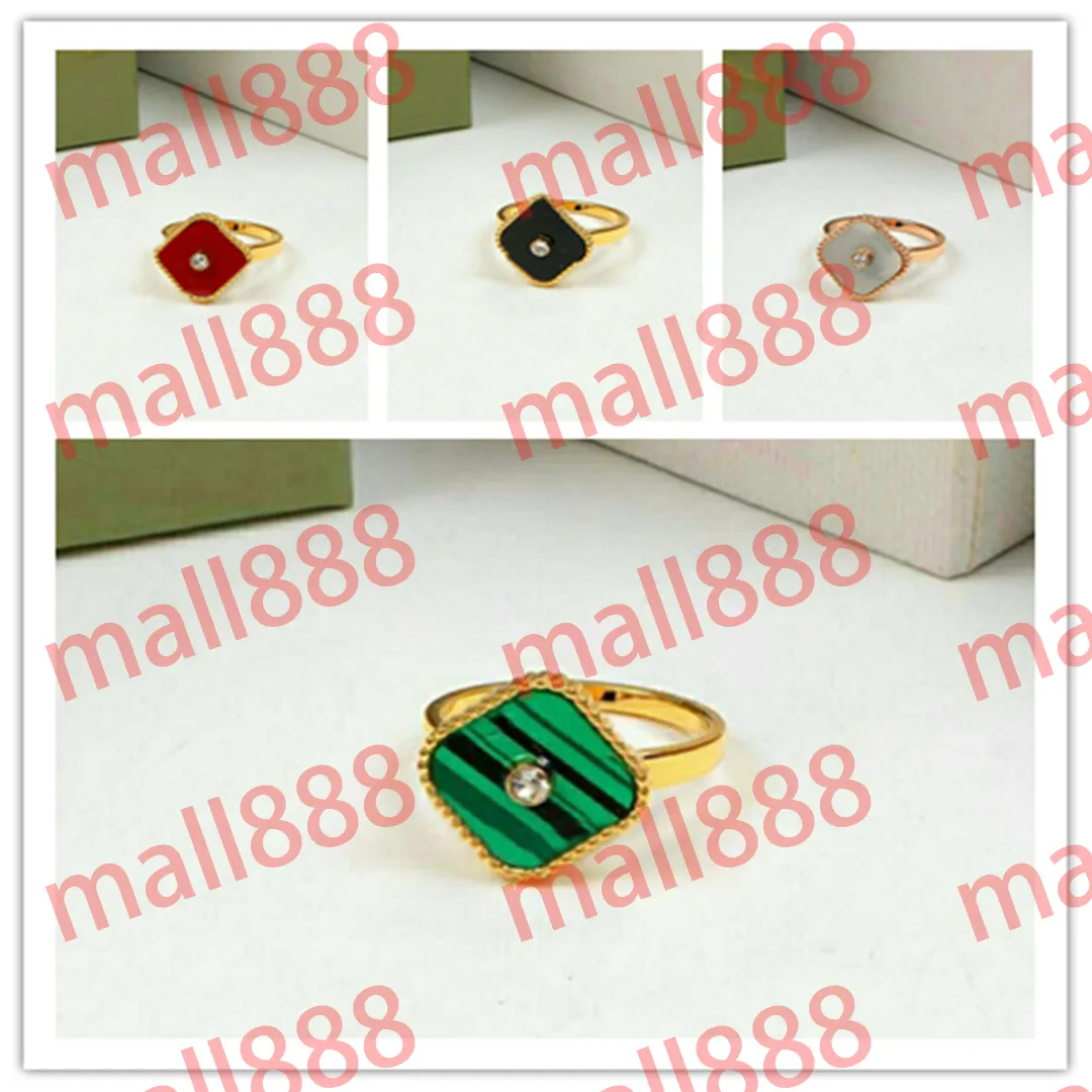 Designer de diamants de mode Band ring beaucoup de couleurs trèfle shell bijoux 18k plaqué alliances pour les femmes Party Anniversary fiançailles amour Cadeau avec boîte