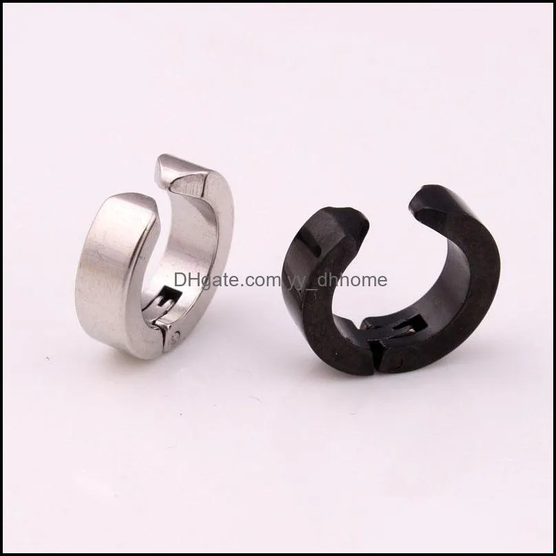 Fashion Stainless Steel Cuff Earrings for Men Blue Black Gold Ear Clip Stainless Steel Non Piercing Punk Earring Fashion Jewelry