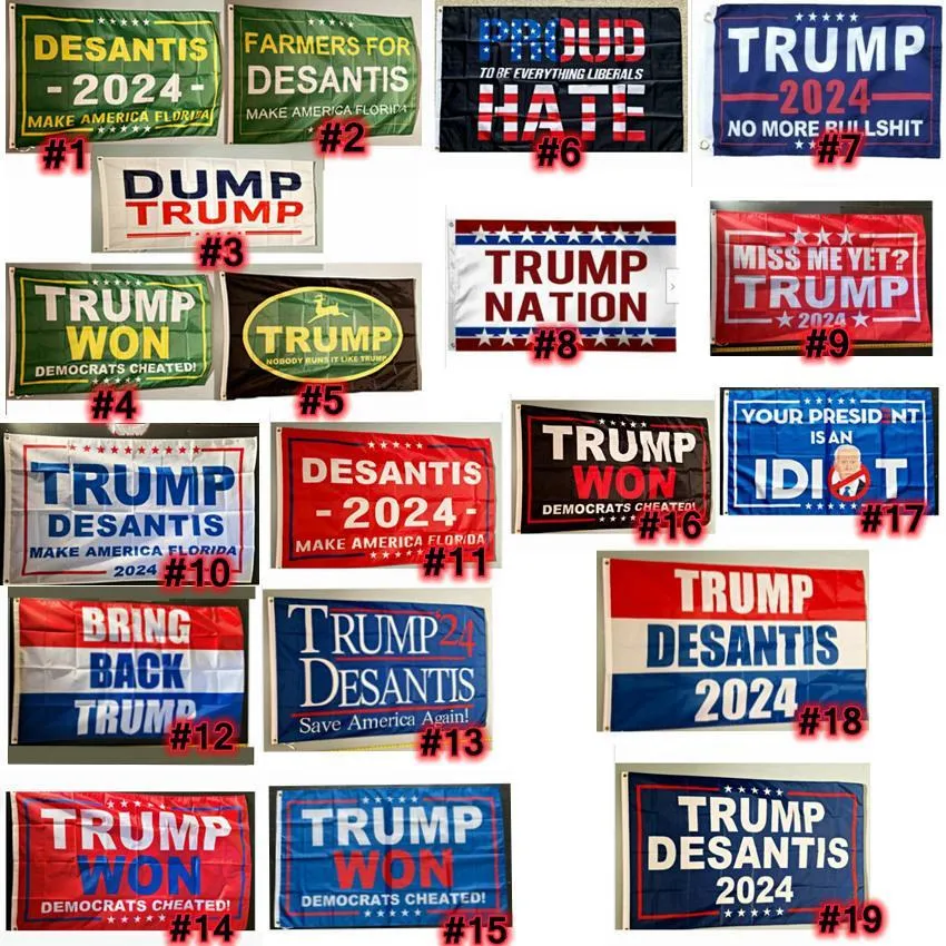 Donald Trump Flags 3x5 ft 2024 Make America Great Florida Desantis Flag USA President Trump Won Banner Flags 90*150cm