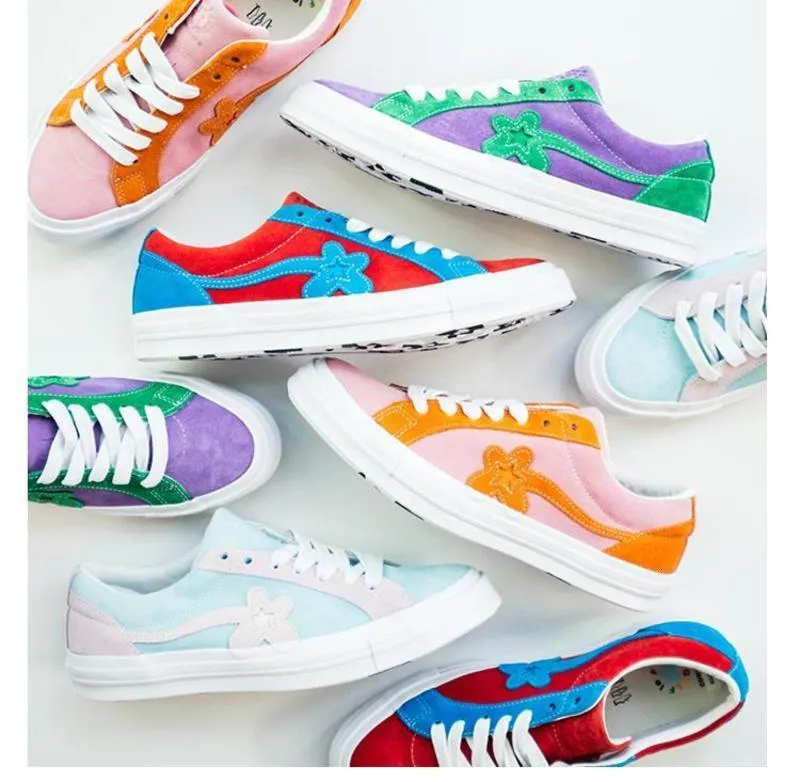 Basketball Shoes Athletic & Outdoor Ttc Creator x Tyler One Star Ox Golf Le Fleur White Rainbow Skateboard Men Women Burlap Scarlet Green Yellow Blue Pink Sneakers 35