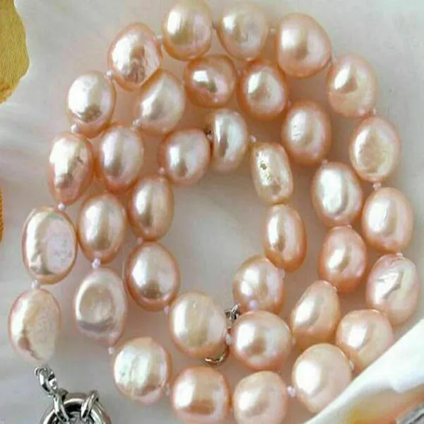 Fashion Natural 8-9 mm rose baroque Collier de perles d'eau douce 18 '' AAA