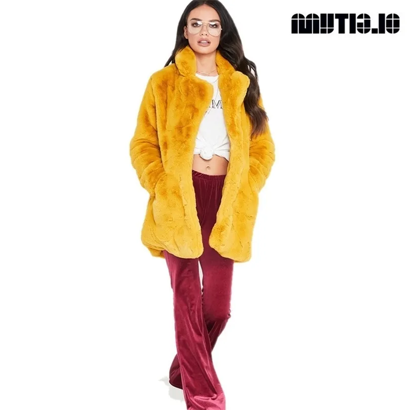 Lange dames faux vaste losse zachte konijn fur casual jas voor vrouwelijke 8 kleur om te kiezen T200506