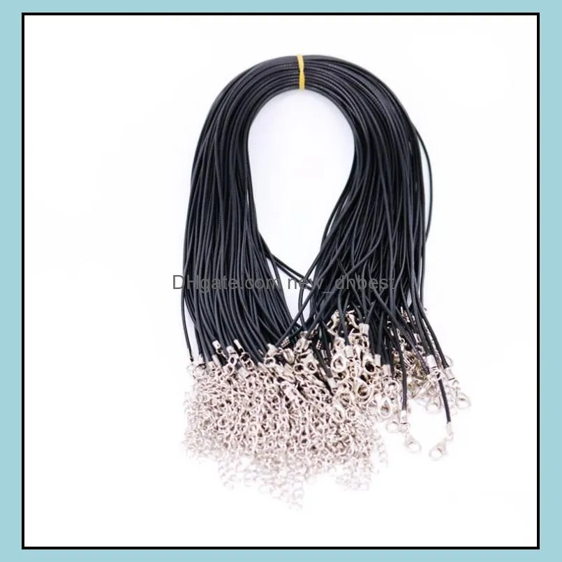 Pendant Necklaces 1.5mm 55+5cm Jewelrypendant & Pendants Jewelry Chains Chokers Twisted Braided Black Cord Chain Necklace String For Women Rope Leather