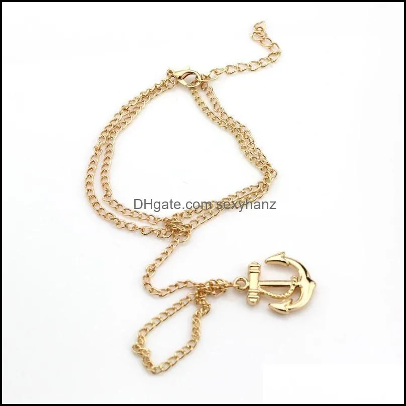 Bracelets porte-bonheur Unique Anchor Finger Ring Slave Hand Harness Infinity Bracelet Drop Delivery 2021 Sexyhanz Dh8R2