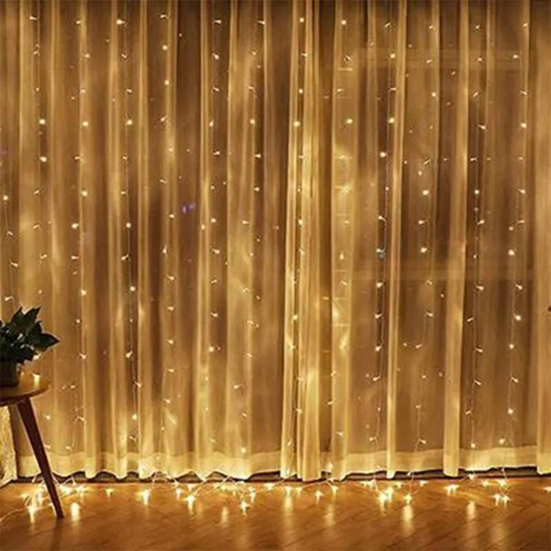 Strings String Lights LED Curtain Wedding Party Decoration With 300 LEDs And 8 Modes Remote Control 3m D91208LED
