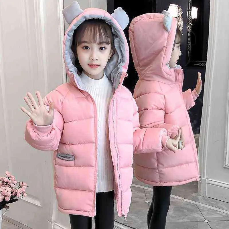 Yeni orta uzunlukta arka cep ceketleri küçük çocuklar kışlık sıcak çocuklar ceketler çıkarılamayan kapüşonlu katı spout 4-12 yıl j220718