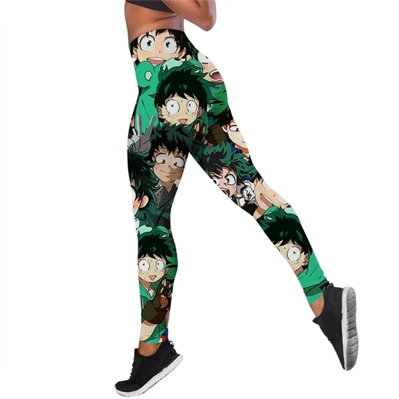 Leggings da donna My Hero Academia Stampato a vita alta Elasticità Legging Pantaloni sportivi 3D Anime per donne Pantaloni fitness W220617