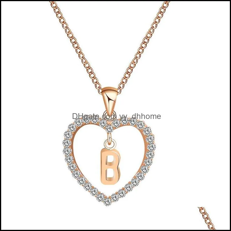 26 Letters Heart Love Crystal Necklace Women Silver Gold Chain Cubic Zirconia Necklace Personal Ideas Luxury Pandent Necklaces Fashion