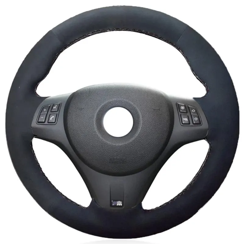 BMW Suede Alcantara Steering Wheel Cover – M3 E90 E91 E92 E93 E87 E81 E82 E88 – Red Stitch Soft Touch