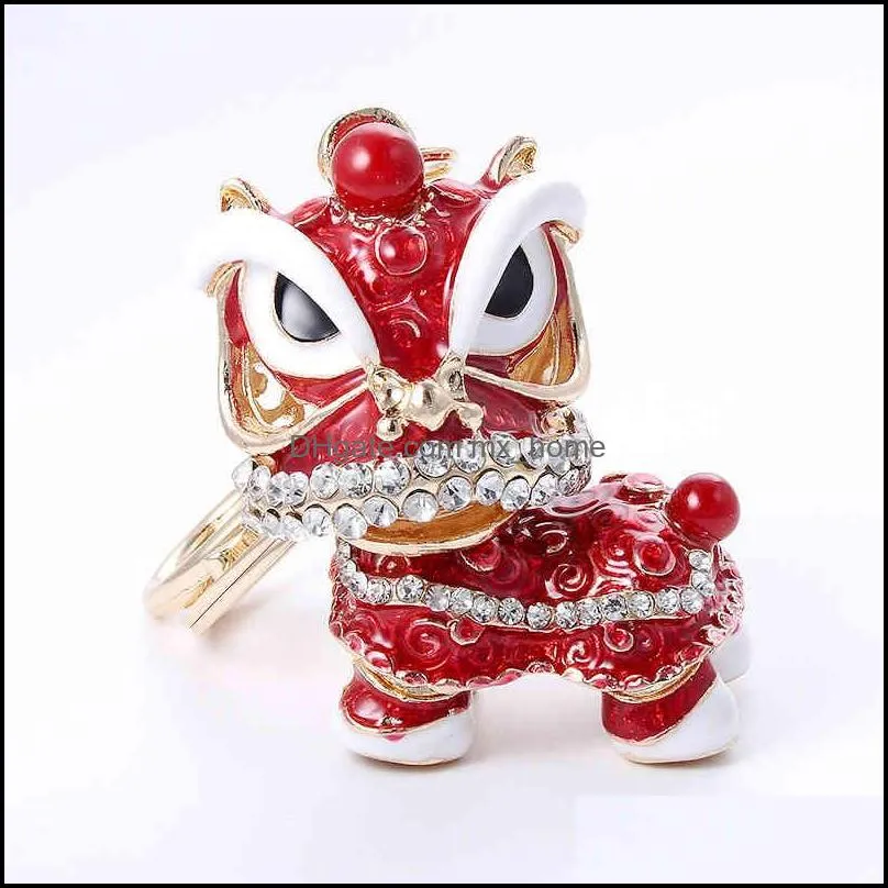 Китайский стиль Key Chain Creative Small Gift Lion Kirin Mobile Alloy Accessories Accessories Crafts Drop 2021 Продукты подарки искусства подарки