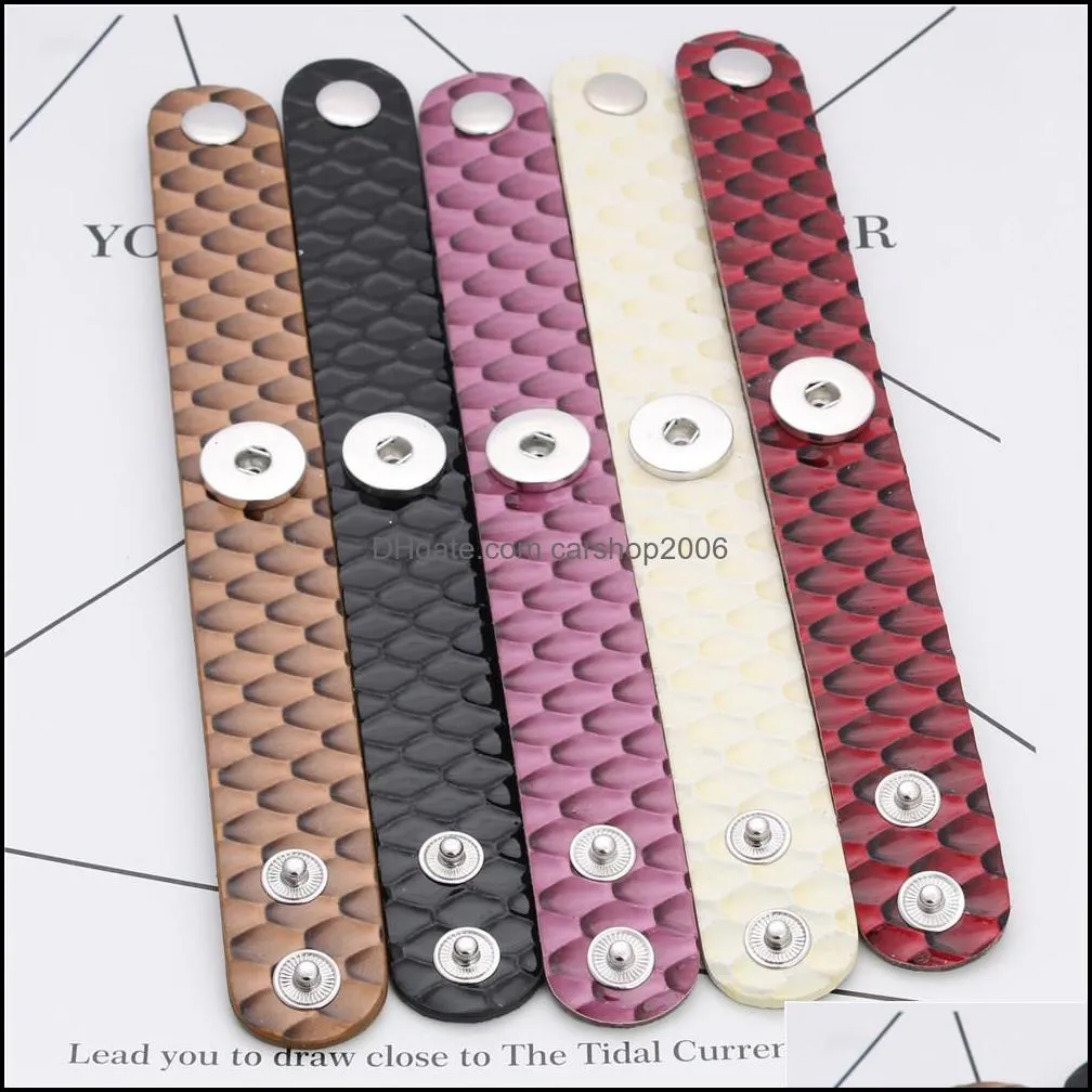 18mm Snap Button Jewelry Three Buckles Alloy Charms Craft Snaps Wrap Bracelets & Bangles Adjust Leather Snap Button Brcelet