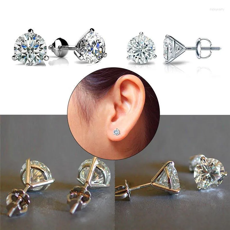 Stud mignon femme 6/7/8mm rond Lab diamant boucles d'oreilles 100% réel 925 argent Sterling pour les femmes Unique vis boucles d'oreillesStud Dale22