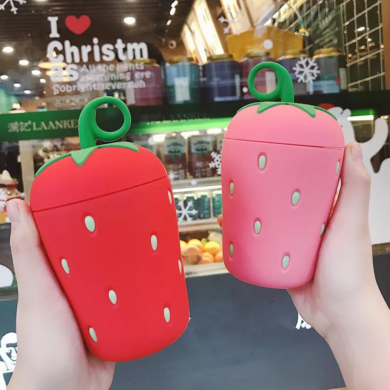 Strawberry Glass Water Bottles Portable  and Creative Hand Cups Female Student Simple Super Cute With Lid Cute