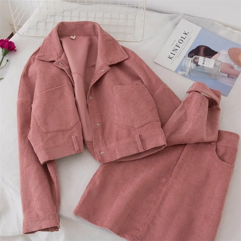 Cord skirt and jacket set sale