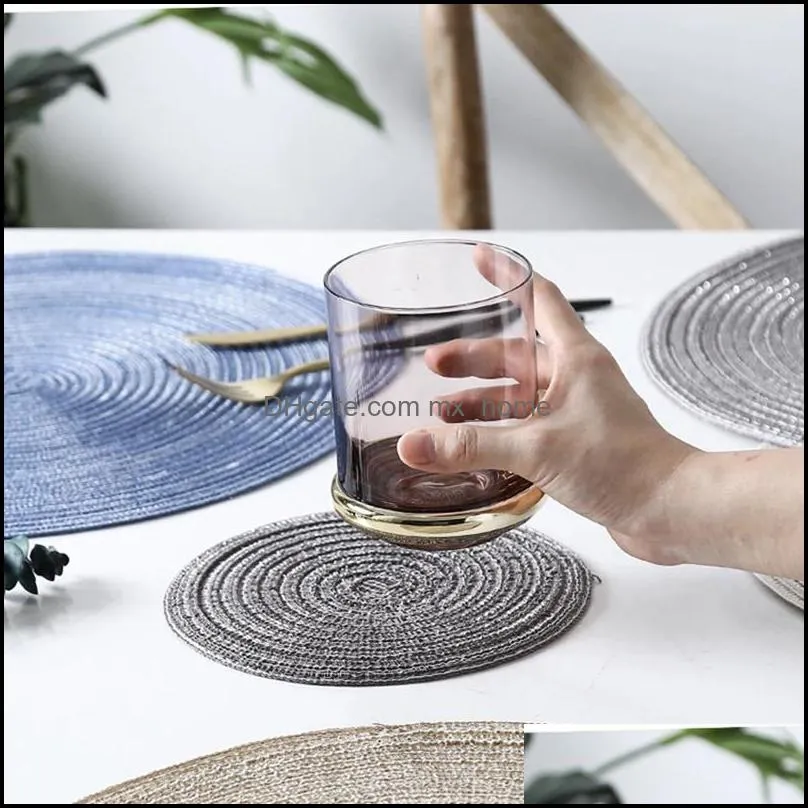 round insulation pad solid placemats linen non slip table mats kitchen accessories decoration home pads coaster wll493