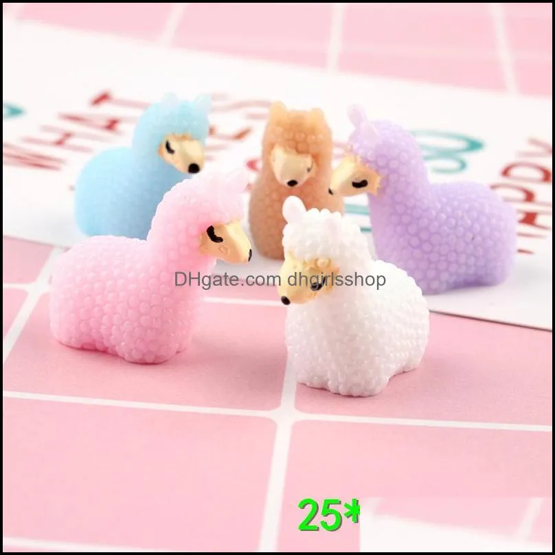 10pcs 3d 25*24mm cute little sheep resin lama alpaca charms micro landscape creative accessories keychain pendant diy material