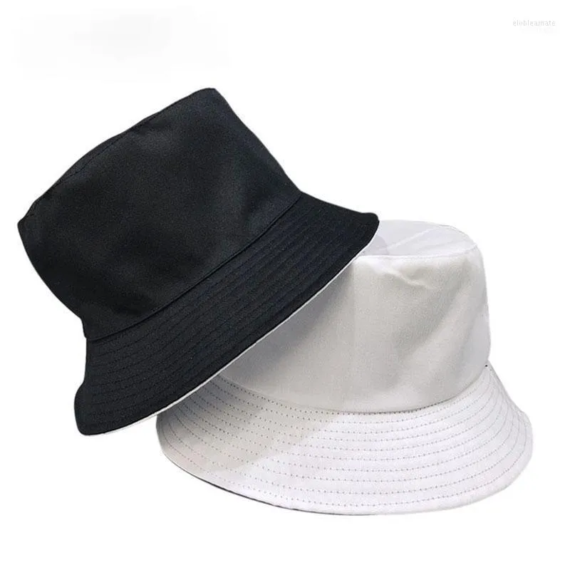 Chapeaux à large bord Mode d'été Deux côtés Solide Coton Seau Chapeau Hommes Femmes En Plein Air Crème Solaire Pliable Pêche Panama Garçons Filles Hip Hop Bob El