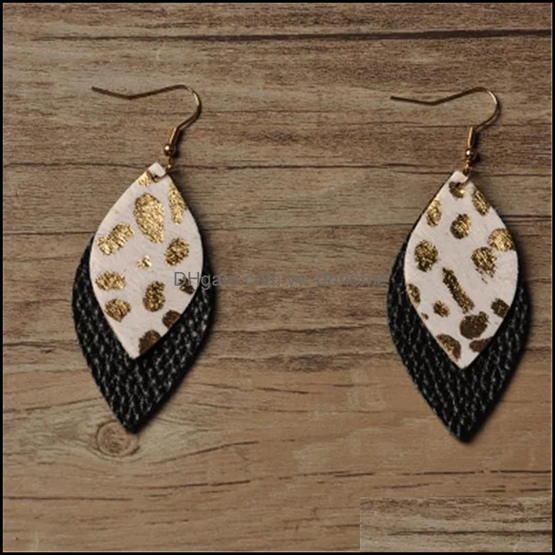 pu leather earrings for women leaf leopard earring fashion accessories hanging dangle eardrop ear stud jewelry m262y f
