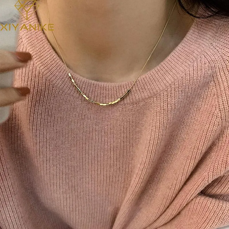 Pendanthalsband 2022 Sexig fyrkantig halsband för kvinnor Girl Clavicle Chain Choker Fashion Trendy Jewelry Gift Party Collierpendant