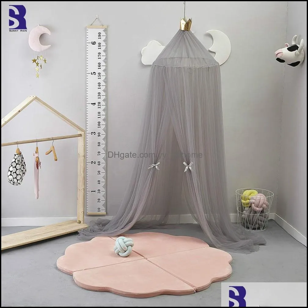 10 Layers Tulle Crib Canopy Mosquito Bed Tent Baby Mosquito Nets Bed Net Round Dome Canopy 240cm Height