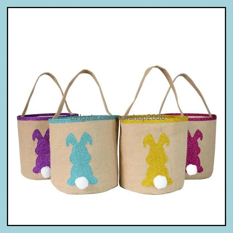 easter rabbit basket easter bunny bags rabbit printed canvas cute tote bag egg candies bucket candy gift storage party ear handbag