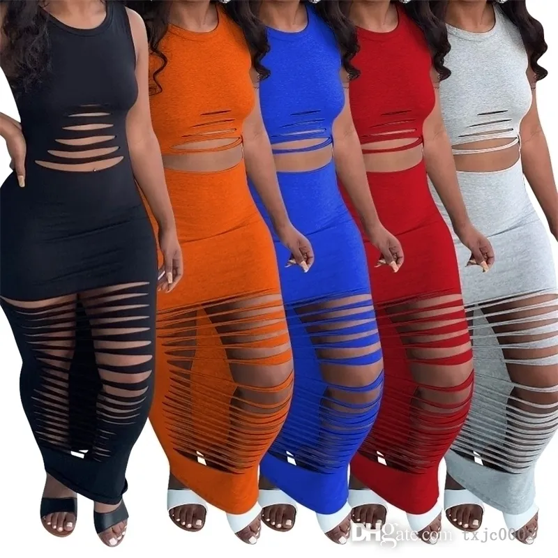 Projektant długi maxi sukienka 2022 Kobiety Summer Sukienki Seksowne Spalone Bodycon BodyCon Bodycon Streetwear plus size