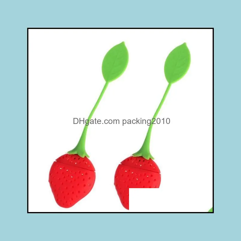 Strawberry shape silicone tea infuser strainer silicone tea filler bag ball dipper 150pcs