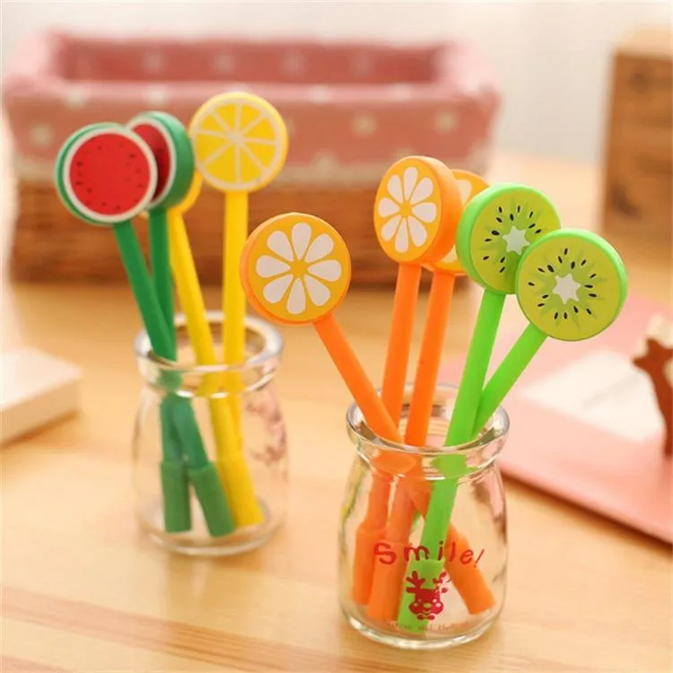 Fruit Neutral Pen Cartoon Cute Creative Small  Candy Color Student With Stationery Test Prizes 0.5mm Black Sign Office Holiday Gift Pens