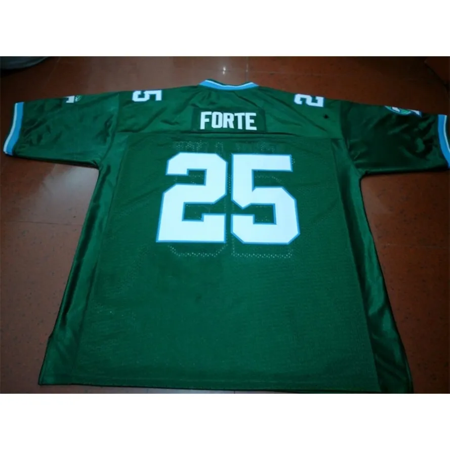 Mit Custom Men Youth women 빈티지 #25 Tulane Matt Forte 그린 축구 유니폼 크기 s-4XL 또는 사용자 정의 이름 또는 번호 저지