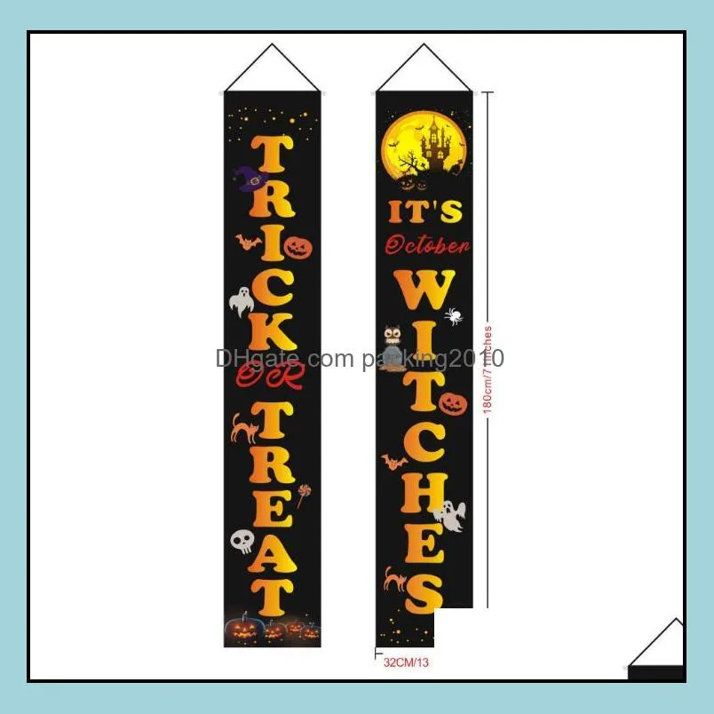 party banner flags for halloween christmas 180*32cm 100d polyester banner home door sign flags set wholesale dhl free shipping sn3220