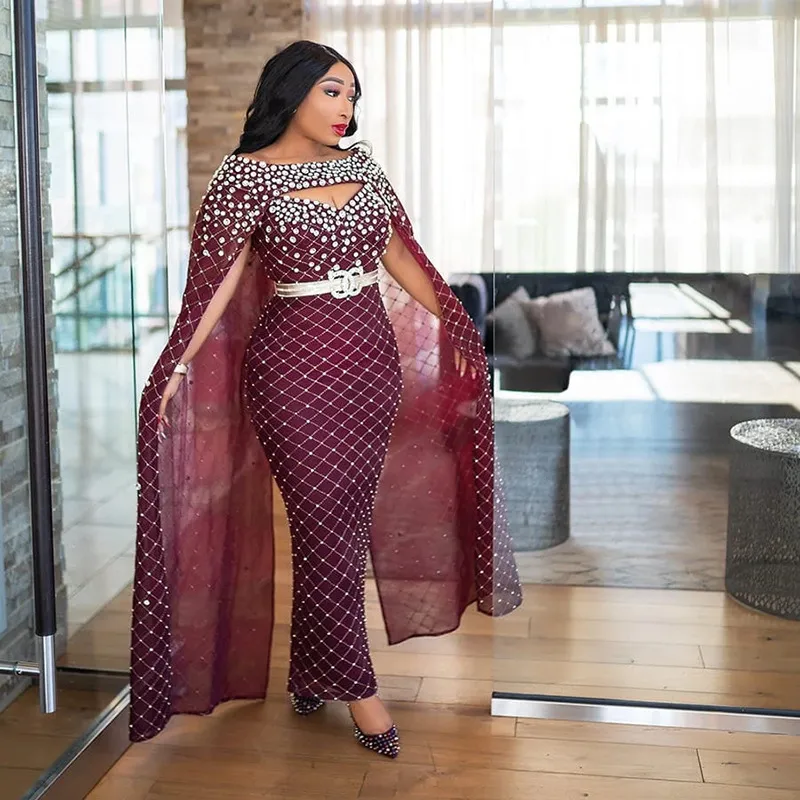 Arabic Evening Dresses Mermaid Trumpet Long Formal Dress With Crystals And  Beads Sequined Cape Style For Dubai Indian Prom From Weddingpromgirl,  $144.71 | DHgate.Com