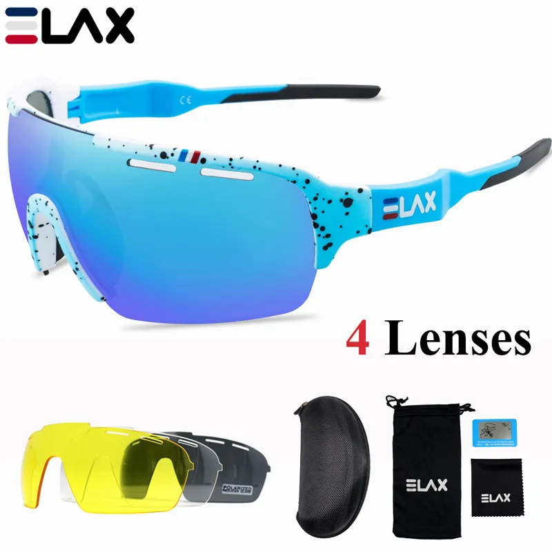 4 Lens ELAX Merk Outdoor Fietsen Eyewear UV400 Sport Zonnebril MTB Bril Mannen Dames Bike Fiets Goggles