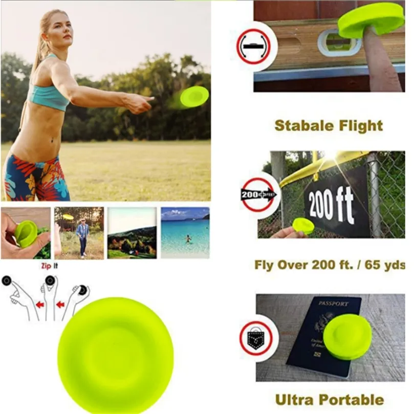 Mini Beach Flying Disk for Outdoor Sports Silicone Disc Decompression Toys to Play Beach Entertainment Toys 220621