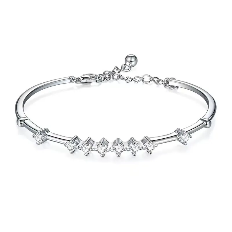 Pulseira de manguito de moissanita 925 Bangle simples de prata esterlina para meninas mulheres atacado def moissanitas brancos jóias de pedra