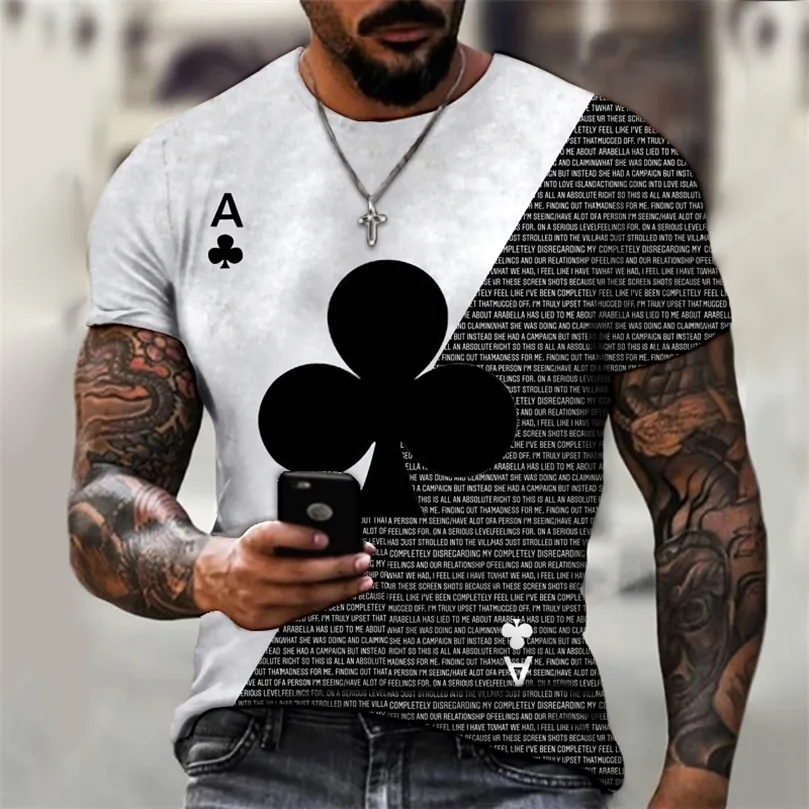 Carte à jouer drôle Prune A 3D imprimé hommes TShirt rue tendance rétro style Oneck manches courtes hommes vêtements surdimensionnés TShirts 220607