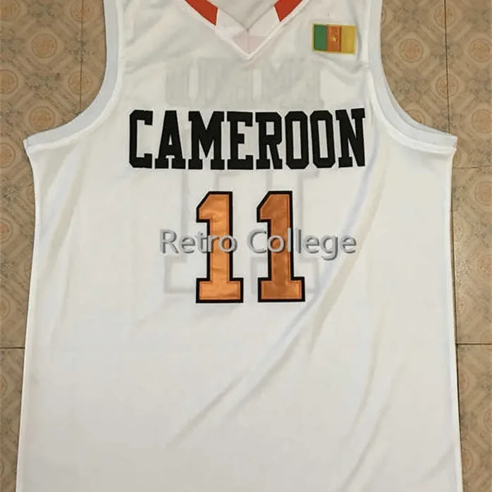 SJZL98 # 11 Джоэл Embiid Team Cameroon Баскетбол Джерси Обратная связь Пользовательские ретро спортивный фанат одежды Джерси