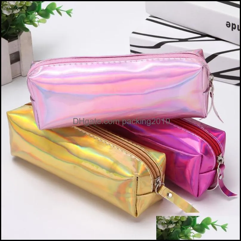 Pencil Cases Colorful Cylinder Laser Bag Student Supplies Waterproof Back To School Lovely Case Stationery Box Kawaii Cute